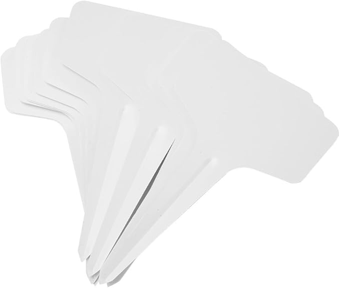 100-Pack PVC Plant Labels for Gardening, 6 x 3 x 10 cm White T-Type Garden Markers – Reusable, Weather-Resistant, Easy-to-Write Bonsai & Nursery Tags