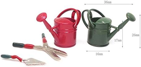 3Pcs Mini Watering Can Garden Shears Garden Shovel for 1:12 Miniature House Decoration Accessories (Green)
