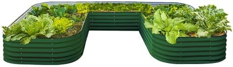 Vego garden 17" Tall U-Shape Raised Garden Bed Metal Raised Planter Bed for Vegetables Flowers Ground Planter Box-Jumbo Size