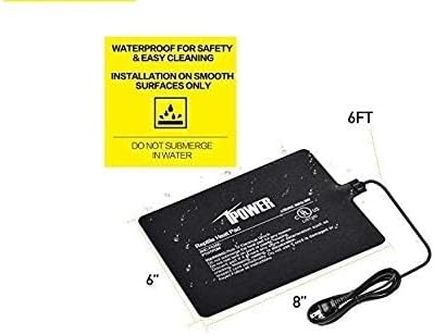 iPower 6x8 Inch Reptile Heat Pad Under Tank Heater, Energy-Efficient & Waterproof Design Terrarium Warmer Mat for Turtles, Lizards, Snakes & Small Pets