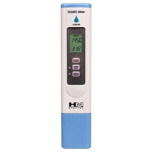 HM Digital COM-80 Electrical Conductivity (EC) and Total Dissolved Solids Hydro Tester, 0-5000 ppm TDS Range, 1 ppm Resolution, +/- 2% Readout Accuracy