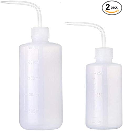 Wash Bottle 500ml and 250ml Narrow Mouth Squeeze Bottle Medical Lab Plastic Safety Squeeze Bottle No Spill Bend Mouth Watering Cans