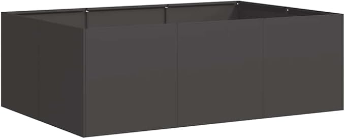 vidaXL Planter Black Cold-Rolled Steel Large Planter Rectangular