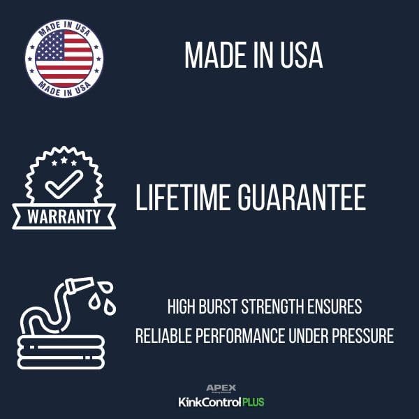 Kink Control Plus Water Hose 100ft - High Burst Strength and Superior Flexibility Garden Hoses, Outdoor Hose with Kink Resistance, Triple Frame Technology, Made in USA
