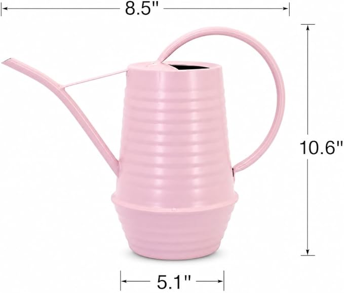 Small Watering Can, Matte Pink (Almost Mauve), 34oz., Metal Watering Can with Long Spout, Nice Indoor Water Can, Plant Water Can for Indoor Plants