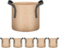 iPower 5 Pack 1 Gallon Tan Grow Bags, Garden Planting Nonwoven Fabric Pots with Reinforced Handle, Heavy Duty and Aeration Planter Pot for Tomato, Fruits, Vegetables and Flowers