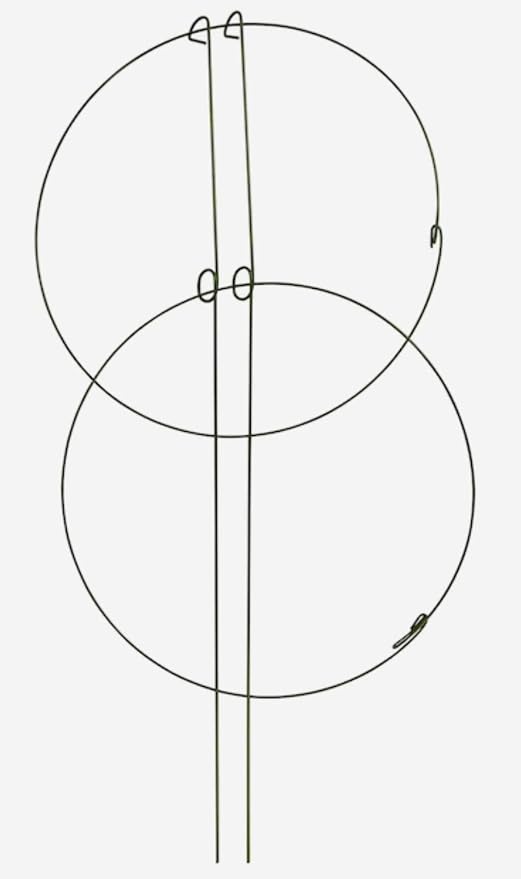 18" W x 36" L Double Green Metal Peony Ring Plant Supports (48)