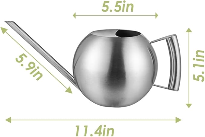 Watering Can with Long Spout and Comfortable Handle, 35 oz/1000ml Small Watering Can for Indoor Plants, Stainless Steel Garden Watering Pot for Indoor House Plants Bonsai Flower Decorative