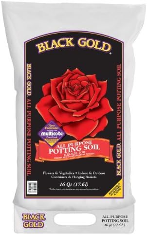 Black Gold Potting Soil - All Purpose with Fertilizer, Bulk Potting Soil - 16 Qt - Soil