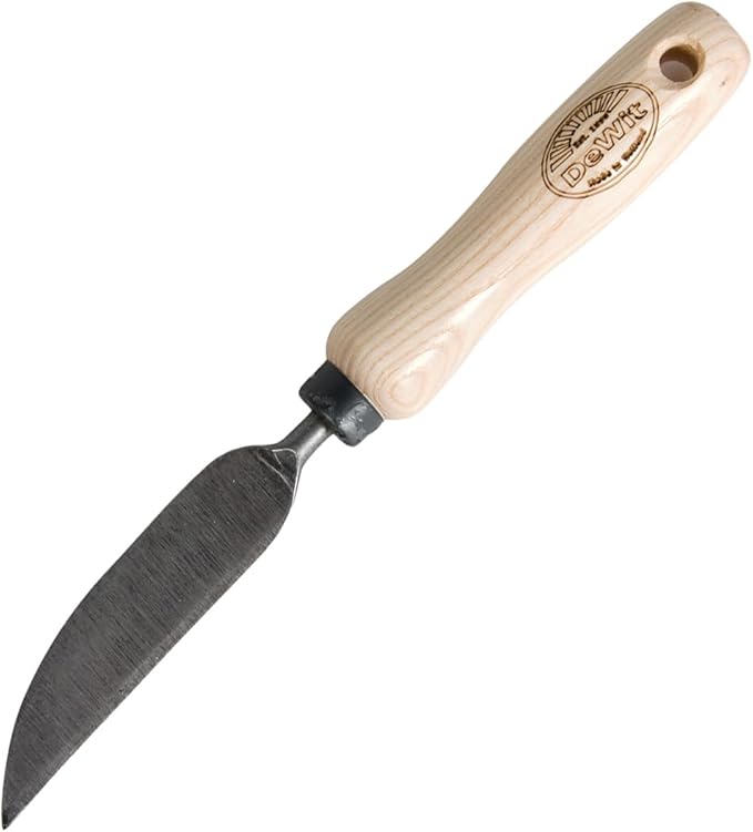 DeWit Garden Knife – Multi-Purpose Hand Tool | Boron Steel Blade | Ash Wood Handle | Mini Trowel, Bulb Planter, Root Cutter | 8.25" Length