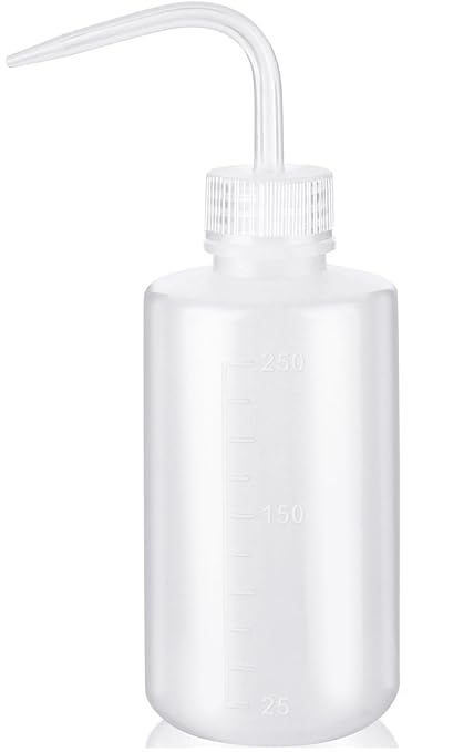Valchoose Plastic Squeeze Bottle Leak Proof, 250ml | 8.5oz White Wash Bottle Chemical, LDPE, Safety, Medical with Narrow Mouth Scale Labels for Succulent Tattoo Label Watering (1 Bottle)