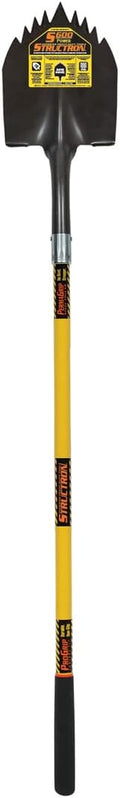 Seymour 49630 Structron S600 Power™ Super Shovel – 48" Yellow Fiberglass Handle, Forward-Turned Step with Cutting Teeth, Heavy-Duty 14-Gauge Blade