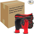Evridwear Crinkle Latex Rubber Hand Coated Safety Work Gloves for Men Women General Multi Use Construction Warehouse Gardening Assembly Landscaping (XXL-Size) Red 120 Pairs Pack