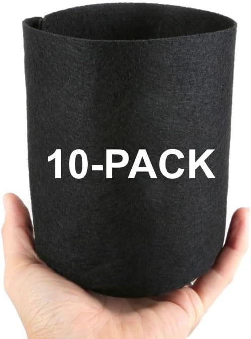 247Garden 10-Pack 1/2 Gallon Aeration Fabric Pot/Plant Grow Bag (Black 6H x 5D)