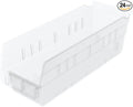 Akro-Mils 30120 Plastic Shelf Bins, Heavy Duty Storage Bins for Garage, Closet, and Drawer Organization, 12" x 4" x 4", Clear, 24-Pack