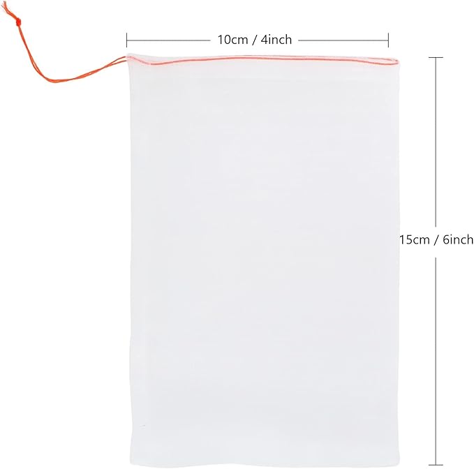 Kikhope 100Pcs Fruit Protection Bags, 6"x4" Garden Netting Bags with Drawstring, Fruit Netting Bags, Netting Barrier Bags for Protecting Fruits and Vegetables