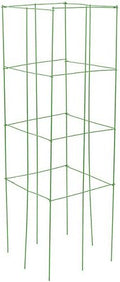 Panacea Heavy-Duty Tomato Towers, 47" Green Steel Garden Cages, 3 Pack - Foldable Plant Supports with Four Panels and Soil-Insert Legs for Tomatoes and Climbing Plants