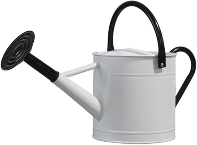 Markson Watering Can with Dual Handles and Removable Spout 1 Gallon Metal White Black