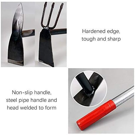 2 Pack Hand Garden Tools Set Hand Hoe and Cultivator Combo Carbon Steel Hand Tiller Hand Digger Pick Mattock Dual Headed Garden Hoes Weeding Tools for Loose Soil Outdoor Lawn