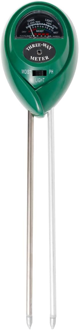 Soil pH Meter 3-in-1 Soil Tester Moisture, Light, pH, Meter Tool for Garden, Farm, Plant, Outdoor, Indoor, Lawn Care, Water Soil, Soil Hygrometer Sensor for Gardening, Test Kit for Garden
