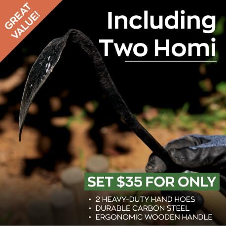 Reencle Homi Korean Hand Hoe (Homi) – Traditional Handmade Hand Plow Garden Tool, Forged Steel Blade & Wooden Handle for Weeding, Digging, Planting & Cultivating