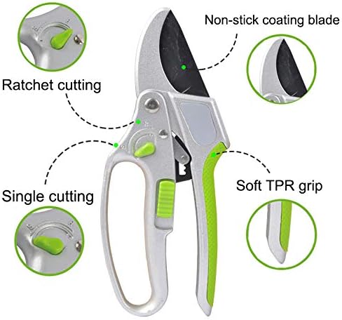 GARDEN GURU 2 in 1 Ratchet Pruning Shears Clippers – 4X Cutting Power – Ratcheting Garden Anvil Pruners Scissors - Makes Tough Cuts Easy - Great for Seniors & Arthritic Hands - 1 Case (50 Pcs)