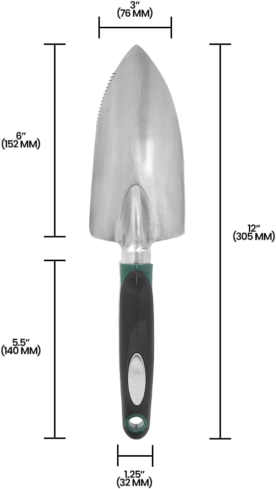 Zenport 15308B Aluminum Digging Trowel, Ergonomic Cushion Grip , Black