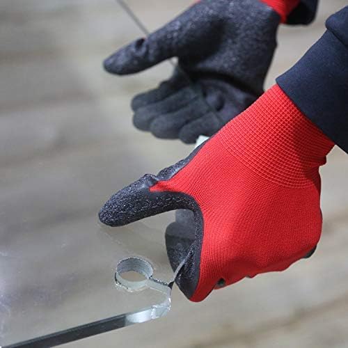 Evridwear Crinkle Latex Rubber Hand Coated Safety Work Gloves for Men Women General Multi Use Construction Warehouse Gardening Assembly Landscaping (XXL-Size) Red 120 Pairs Pack