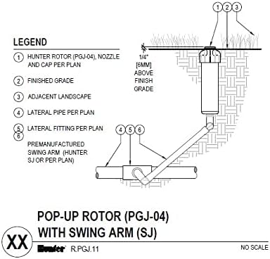 Hunter PGJ-04 ½" Rotor Sprinkler Head, 4" Pop-Up, Adjustable 40° to 360° Arc, 2.0 GPM Nozzle, Gear Driven, Water Efficient, High-Performance Lawn and Garden Irrigation System