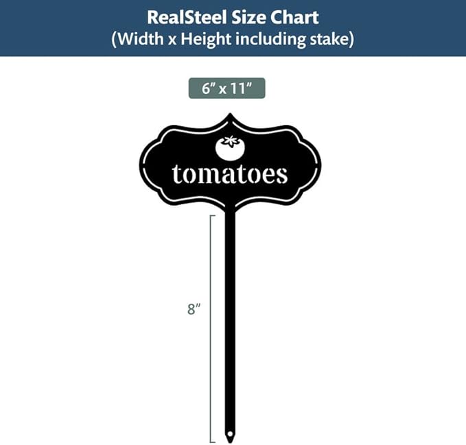 RealSteel - Seed & Plant Markers - Indoor/Outdoor Herb Garden Stakes - Elegant Fruit/Vegetable Seed Labels - Durable Plant Tags for Pots - Classy Design for Farmhouse/Greenhouse (Cabbage)