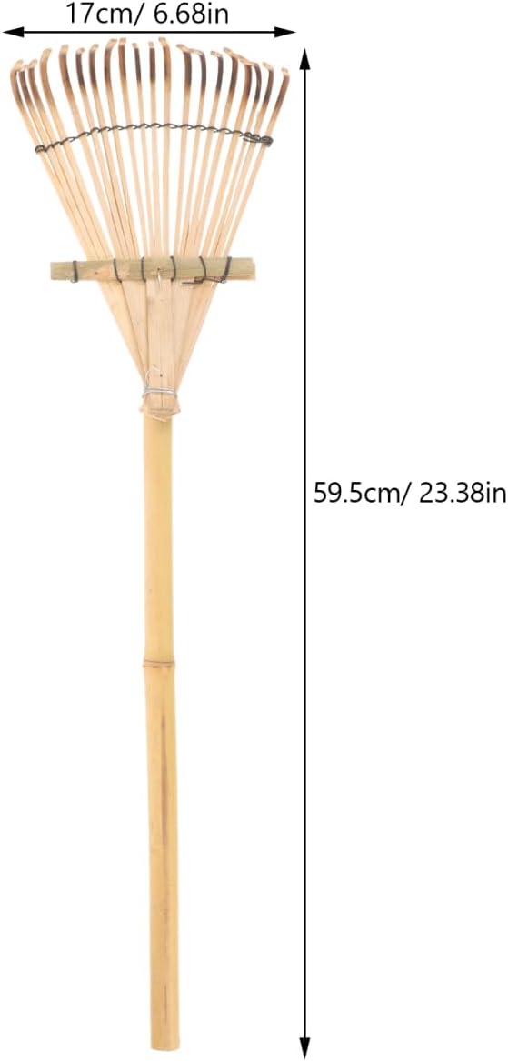 BESPORTBLE Gardening Hand Rake 23.42In Lightweight Bamboo Potting Mix Loosening Tool Portable Small Garden Rake for Lawn Care and Planting