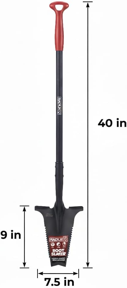 Root Slayer RS223, Nomad Steel Compact Mini Serrated Shovel Spade, Black