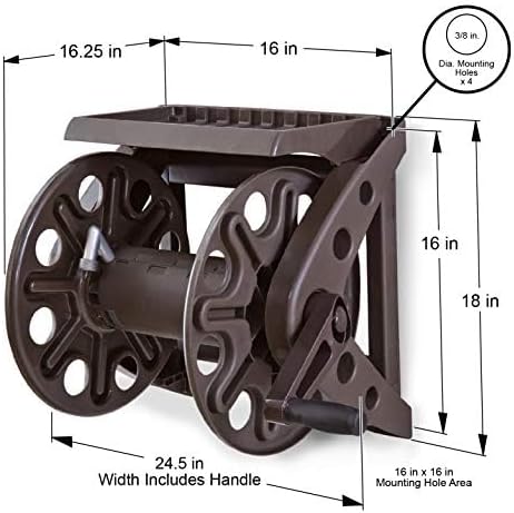 Liberty Basics 512 Wall Mounted Hose Reel with Shelf, Bronze