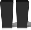 Tall Planters for Outdoor Plants, Large Resin Flower Pots for Garden, Front Porch, Patio, Indoor - Set of 2 (Black, 28 inch - 2 Pack)