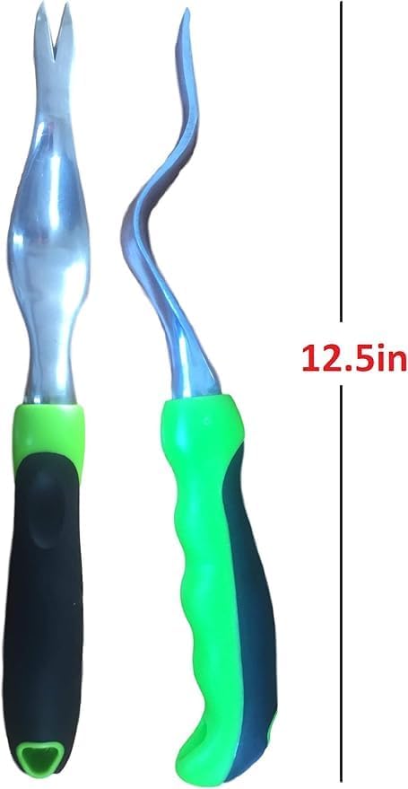 Garden Guru Hand Weeder Tool with Ergonomic Handle - Weed Puller for Planting, Weeding, Flower and Vegetable Care in Lawn Garden Yard | Rust Resistant (2 Pack)