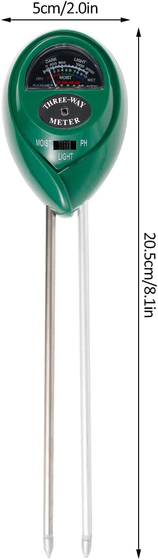 Soil pH Meter 3-in-1 Soil Tester Moisture, Light, pH, Meter Tool for Garden, Farm, Plant, Outdoor, Indoor, Lawn Care, Water Soil, Soil Hygrometer Sensor for Gardening, Test Kit for Garden