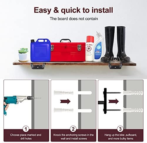 Sinoer Heavy Duty Double Garage Hooks 12.44 Inch Wall Mount Utility Hooks, Tool Organizer for Ladders, Bikes, Tires, Garden Tools & Strollers (4 Pack)