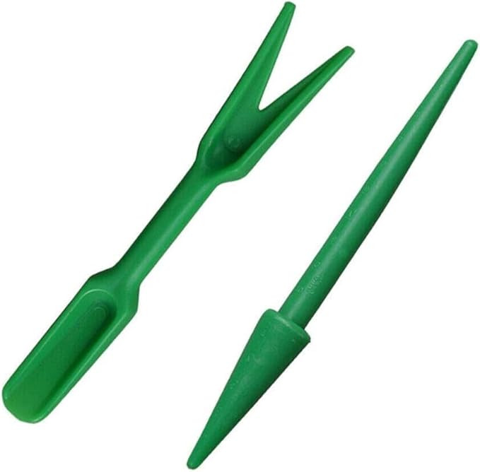Pack of 2 Green Mini Garden Hand Succulent Transplanting Tools,Widger Plastic Seedlings Dibber Sowing Digging Mini Gardens Hands Tool for Home Garden Hand Tools