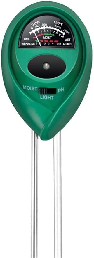 iPower Soil pH Tester, 3 in 1 Moisture Sunlight Meter for Home, Garden, Lawn Farm, Indoor and Outdoor Plants, 1 Pack, Green