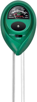 iPower Soil pH Tester, 3 in 1 Moisture Sunlight Meter for Home, Garden, Lawn Farm, Indoor and Outdoor Plants, 1 Pack, Green