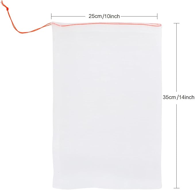 Kikhope 50 Pcs Fruit Protection Bags, 14"x10" Fruit Netting Bags, Garden Netting Bags with Drawstring, Fruit Tree Bags, Netting Barrier Bags for Protecting Fruits and Vegetables