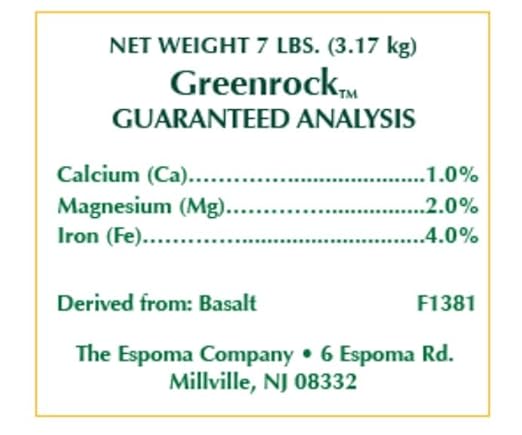 Espoma Organic Greenrock All-Natural Mineral Supplement and Fertilizer for Organic Gardening. for Flowers, Vegetables, Trees & Shrubs. 7 lb. Bag Pack of 1