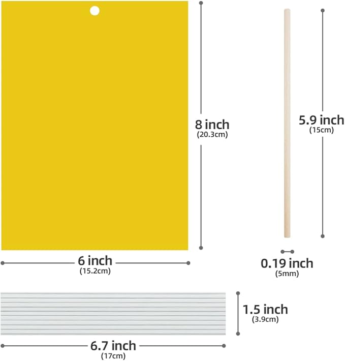 Kensizer 20-Pack Fruit Fly Trap, Yellow Sticky Gnat Traps Killer for Indoor/Outdoor Flying Plant Insect Like Fungus Gnats, Whiteflies, Aphids, Leaf Miners - 6x8 in, Twist Ties Included