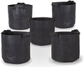247Garden 5-Pack 15-Gallon Aeration Fabric Pot/Plant Grow Bag w/Handles (260 GSM, Black, 14.5H x 17D)