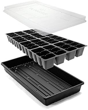 Greenhouse Megastore Seed Starter Kit - 3 Pack of Seedling Trays 1020 No Holes Heavy Duty, Seed Planting Growing 48-Cells Inserts Plug Trays & 2" Tall Humidity Domes for Seed Starting