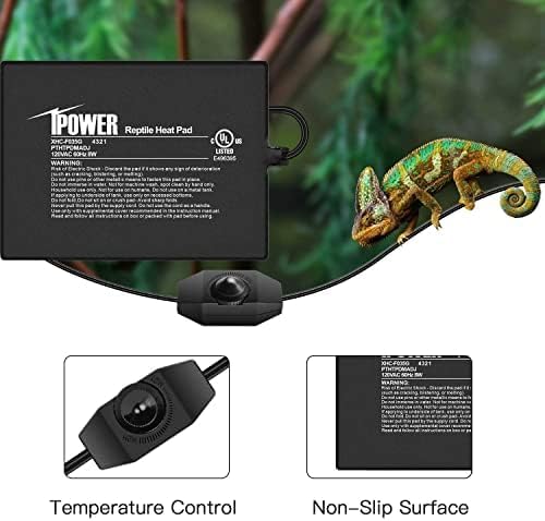 iPower 6x8 Inch Reptile Heating Pad with Adjustable Controller Knob, Under Tank Heater Mat for Turtles, Lizards, Snakes, Amphibians & Small Pets, 2 Pack