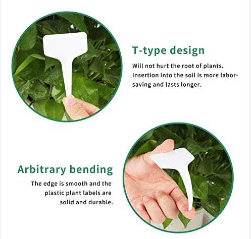 KINGLAKE GARDEN Plant Labels 200PCS 4 Inch Plastic Plant Name Tags Garden Labels Markers T-Type Garden Tags for Indoor Outdoor Plants with Permanent Marking Pen