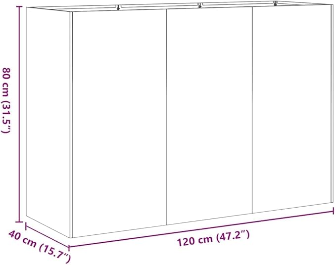 vidaXL Weathering Steel Planter Box with Open Bottom - 47.2"x15.7"x31.5" Rectangular Plant Pot Stand for Garden/Patio/Balcony