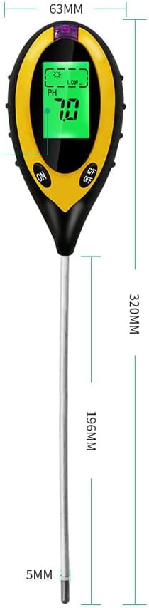 Jemora 4in1 Digital Soil Analyzer Multifunctional Soil Tester Sunlight Intensity PH Value s Temperature Detector Meter Potted Crops Planting Cultivating Tool with Dial for Field Garden Greenho