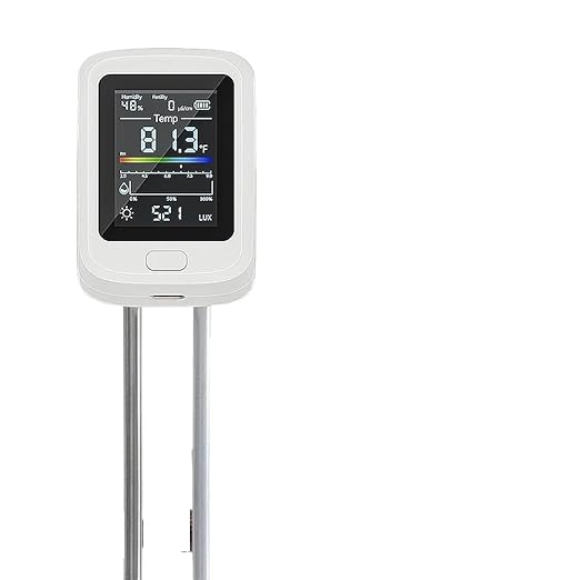 6-in-1 Digital Soil pH Tester USB Rechargeable Moisture Light Temp Fertility Meter for Plants & Garden Monitoring